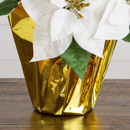 🌟 Gift-Worthy | Golden Poinsettia Home Delight | Timeless Artificial Arrangement