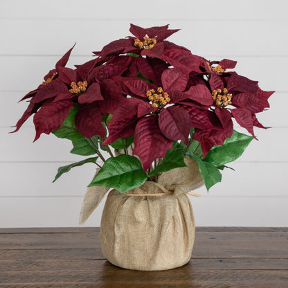 🎄 Gift-Worthy | Winter Poinsettia Garden Charm | Timeless Artificial Arrangement
