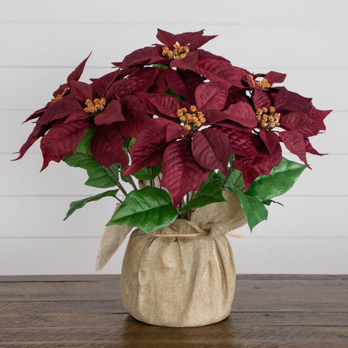 🎄 Gift-Worthy | Winter Poinsettia Garden Charm | Timeless Artificial Arrangement
