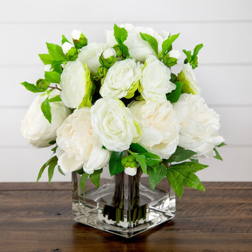 🤍 Gift-Worthy | Elegant Camellia Cottage Decor | Timeless Artificial Arrangement