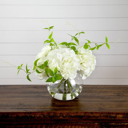 🤎 Gift-Worthy | Lovely Hydrangea Glass Display | Timeless Artificial Arrangement