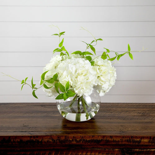 🤎 Gift-Worthy | Lovely Hydrangea Glass Display | Timeless Artificial Arrangement
